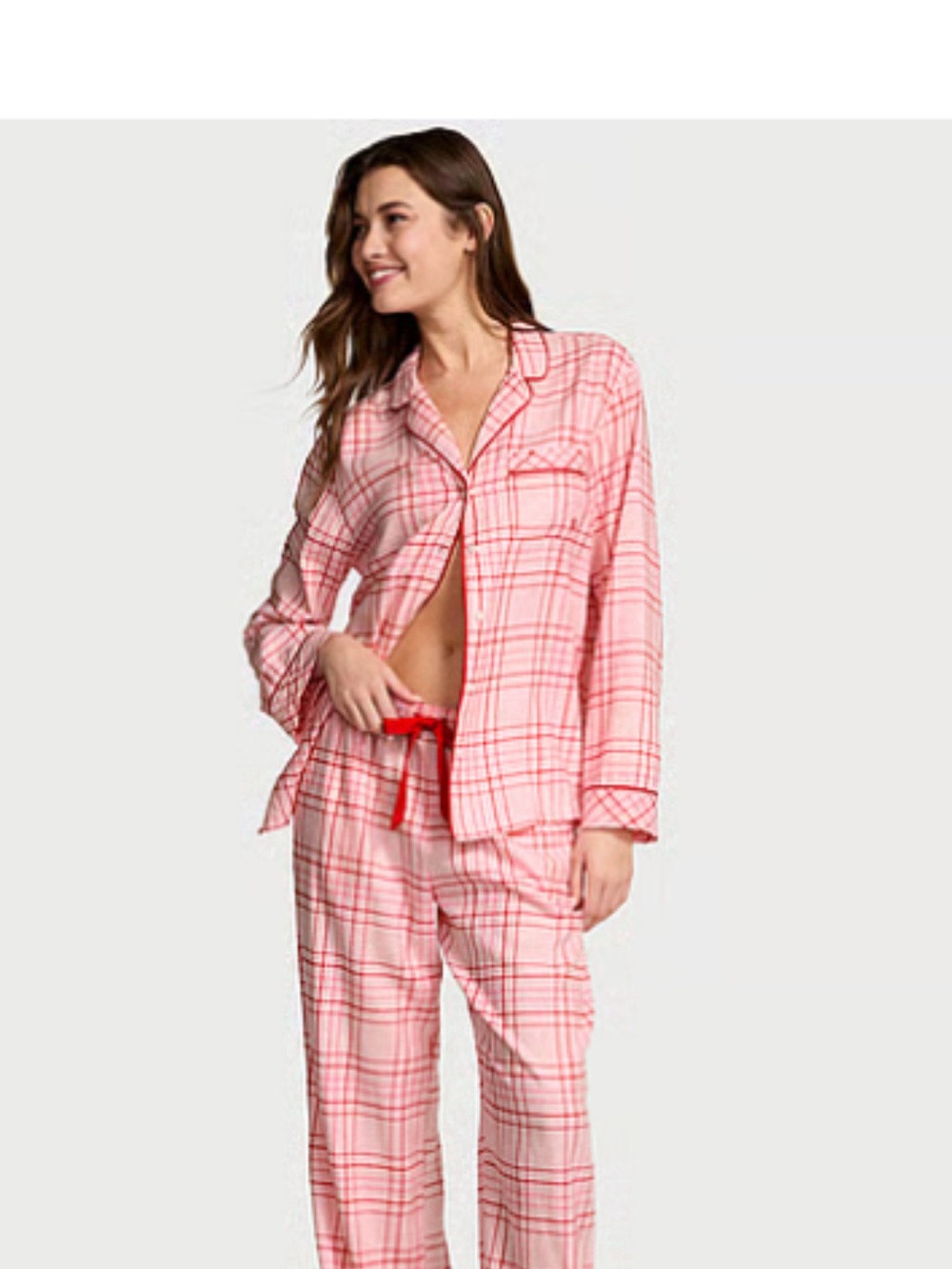 Victoria's Secret Pink Plaid Button-Front Pajama Set